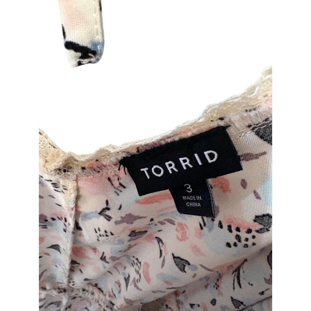 Torrid Size 3X Floral Sleeveless Challis Hilo Ruffle Tank Top Fairy Cottagecore - Picture 3 of 5